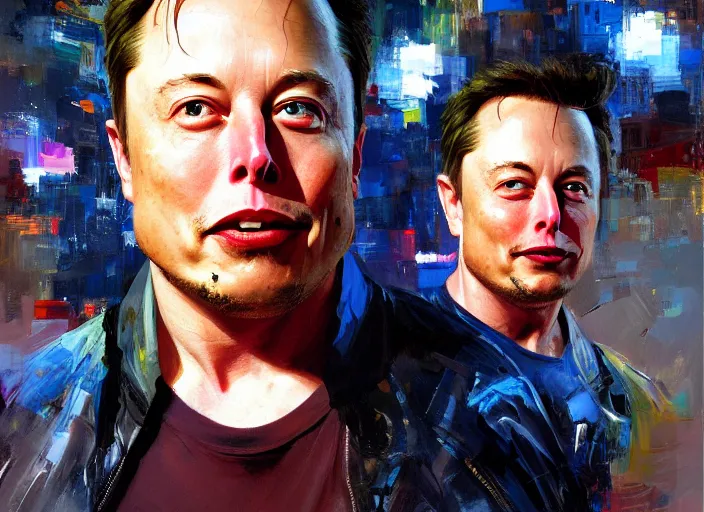 Image similar to portrait of Elon Musk, concept art oil painting by Jama Jurabaev and John Berkey, extremely detailed, brush hard, artstation