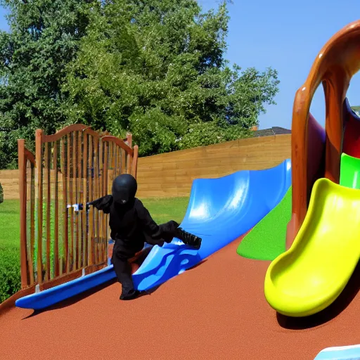Prompt: the grim reaper sliding down a playground slide