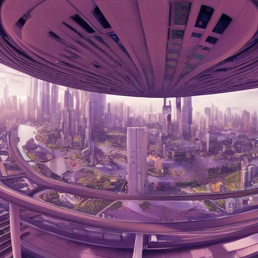 Image similar to Bustling photorealistic!!! utopian city reimagined by Max Hay, inverted fisheye lens!!!, eyelevel!!! view!!! photography, trending on artstation, 4k, 8k, lens distortion, chromatic aberration, soft focus blur, photorealistic imagery, photorealistic details, intricate, highly detailed, artstation 3d, artstation render, artstation 3d render, 3d art, unreal engine 3d, octane 3d, blender 3d, 3d landscape