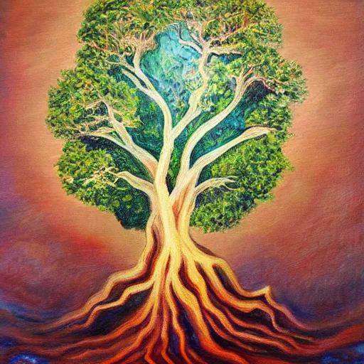 Image similar to Yggdrasil oil painting