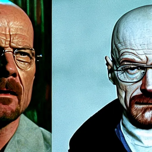 Image similar to walter white is playing freddy krueger, 8 0 s nightmare on elm street screen, horror movie