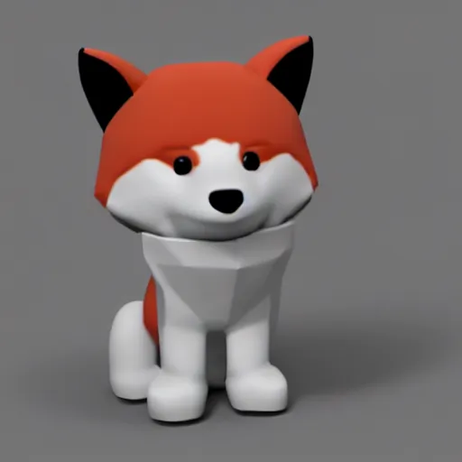 Prompt: fox, clay emoji, a close up of a toy animal on a white surface, a 3 d render by puru, polycount contest winner, rendered in maya, physically based rendering, made of rubber