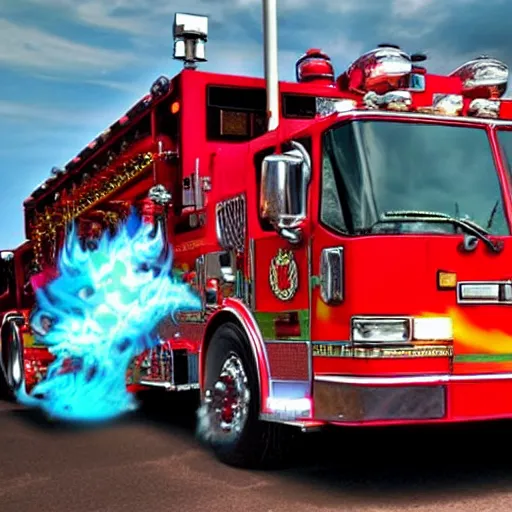 Image similar to Rick Sanchez driving a fire engine