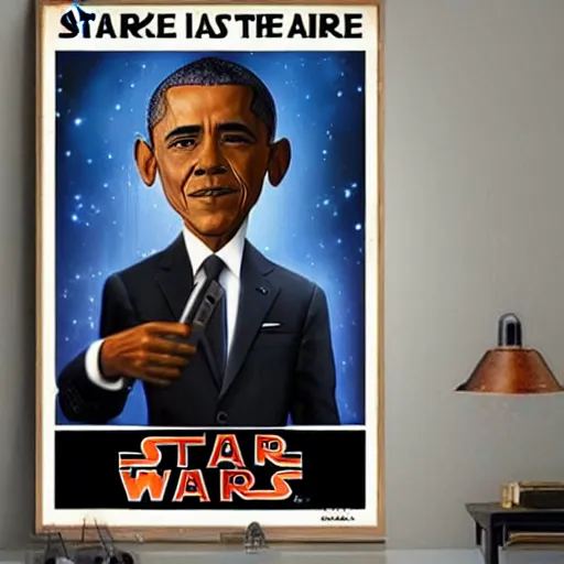 Prompt: barrack obama in a star wars poster