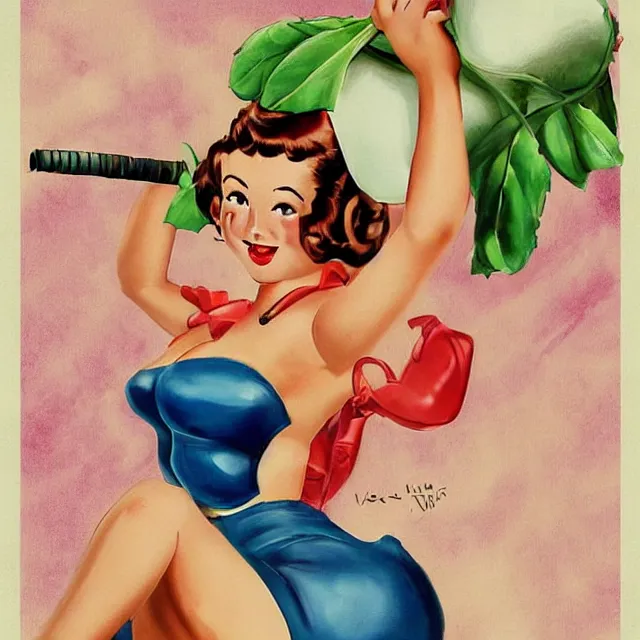 Image similar to pin - up poster of a cute farm girl by vargas