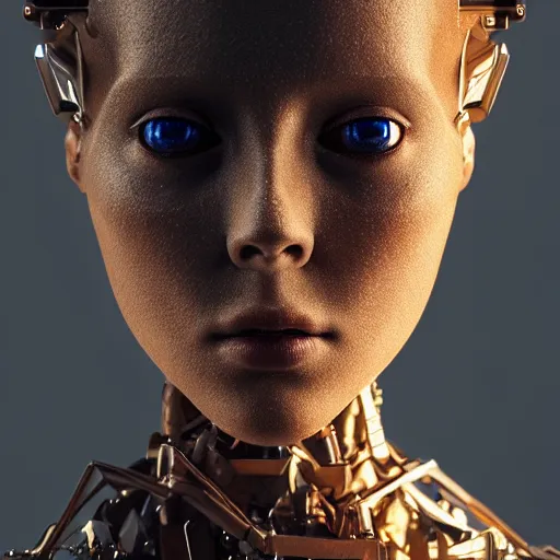 Prompt: Portrait of the most advanced female humanoid robot, intricate, headshot, sharp focus, cinematic lighting, octane render, 8k, 4k, hdr, very realistic, highly detailed, photorealistic, artistic photography, chiaroscuro, by David Cronenberg, Raphael, Carvaggio