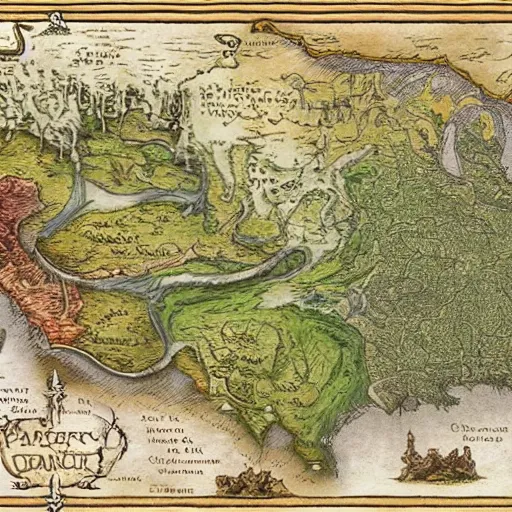 Image similar to A fantasy style map of the USA