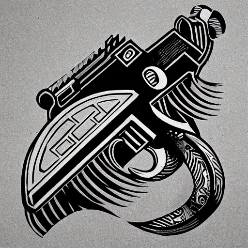 Image similar to mcbess artdeco pistol