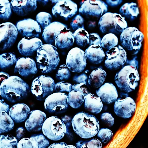 Prompt: fistful of blueberries, impressionistic, wide shot, colorful, dramatic
