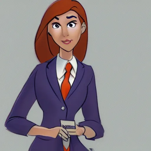 Prompt: concept art of a female fox lawyer for animated Disney movie