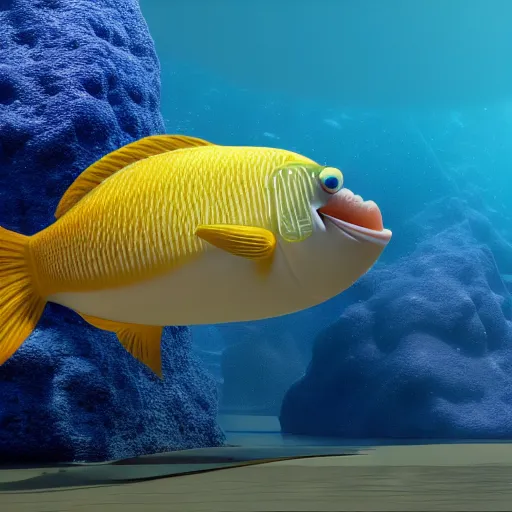 Prompt: fish with big lips ; pixar, octane render, ultra hd