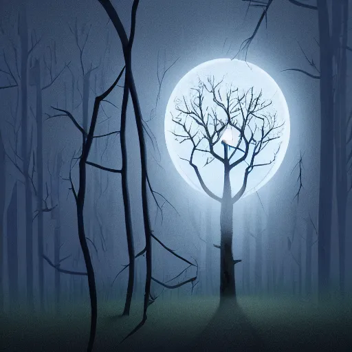 Prompt: a strange gray creature in the tree branches at night illuminated by a flashlight beam, Trevor henderson digital art, realistic, low photo quality