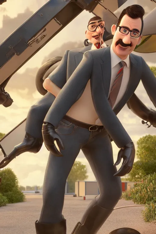 Prompt: john oliver, tom of finland, dreamworks pixar octane render