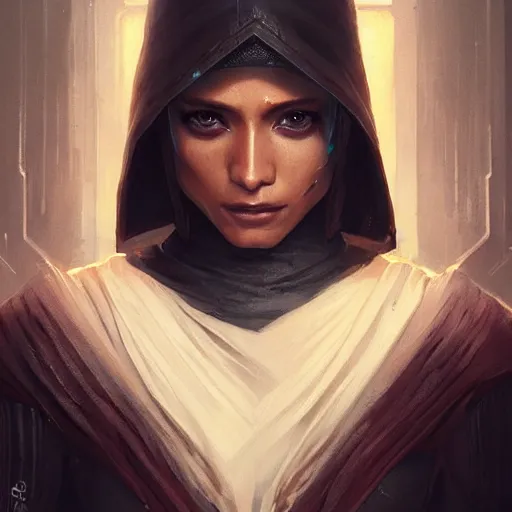 Image similar to darth alisaie leveilleur, freida pinto, art by artgerm and greg rutkowski and magali villeneuve, portrait, highly detailed, headshot, intricate, elegant, digital painting, trending on artstation, concept art, sharp focus, illustration