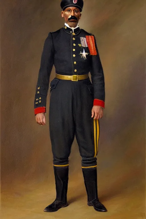 Prompt: full body portrait of the dictator of the indiana pacers, 1 8 8 9, in full military garb, oil on canvas by william sidney mount, trending on artstation