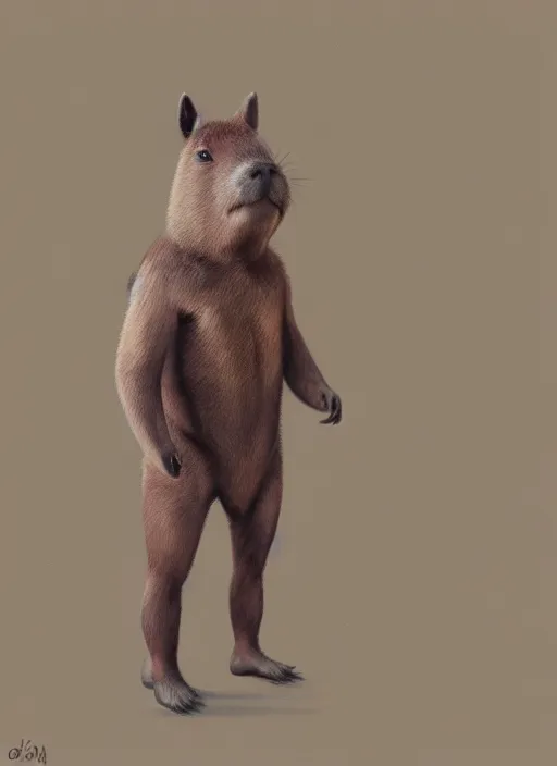 Prompt: detailed full body concept pastel painting of a capybara cowboy, octane render, 4k