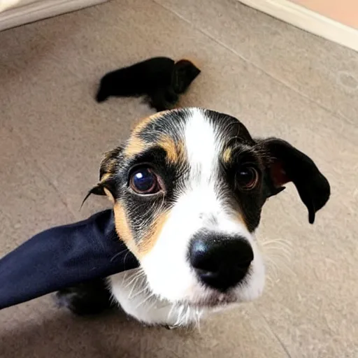 Prompt: a puppy dog with the cutest puppy eyes begging for a treat