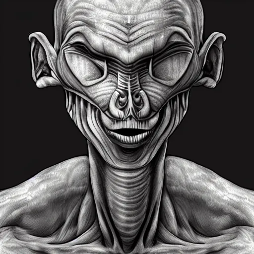 Prompt: realistic digital art of aliens meme guy as an alien