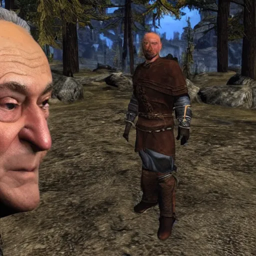 Prompt: a screenshot of chuck schumer in skyrim