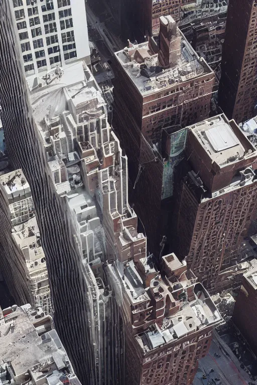 Prompt: !dream a man jumping from a building in New York, dust explosion, ground view 4k detailed photography