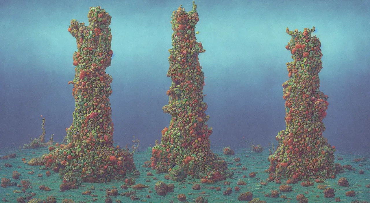 Prompt: single flooded coral beksinski tentacle tower, very coherent and colorful high contrast!! masterpiece by rene magritte simon stalenhag carl spitzweg syd mead norman rockwell edward hopper james gilleard, high detail, dark shadows, sunny day, hard lighting