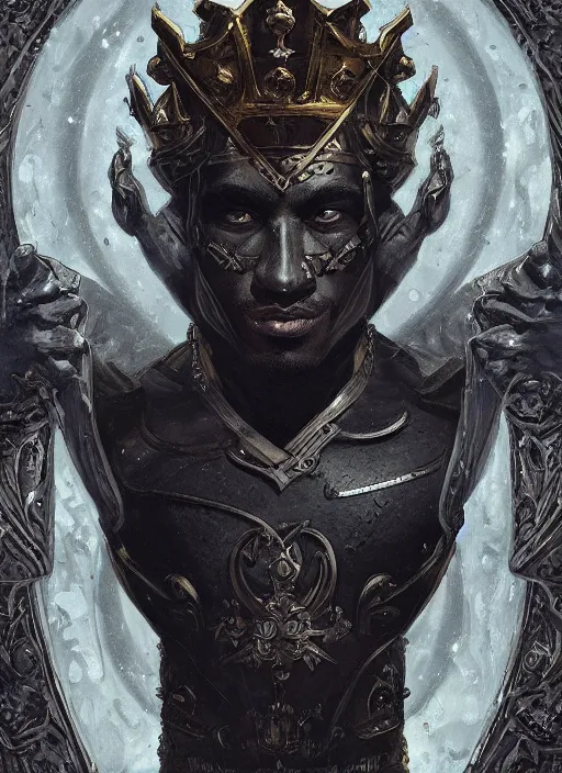 Image similar to digital _ painting _ of _ black king _ by _ filipe _ pagliuso _ and _ justin _ gerard _ symmetric _ fantasy _ highly _ detailed _ realistic _ intricate _ port