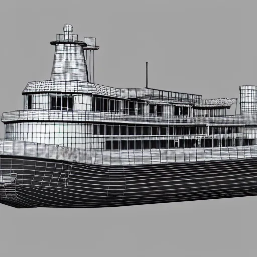 Prompt: a 3 d model of a steamboat