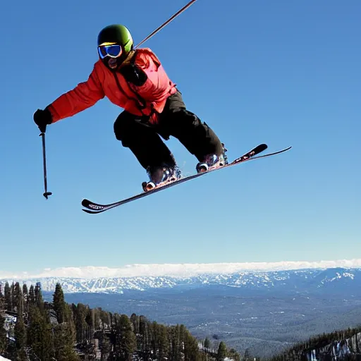 Prompt: bear mountain big bear lake california, skiing