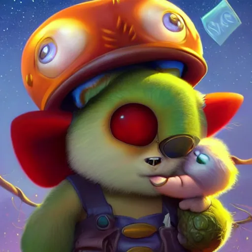 Image similar to teemo from league of legends, Pixar style, by Tristan Eaton Stanley Artgerm and Tom Bagshaw.