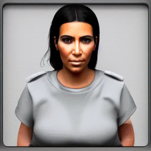 Image similar to photorealistic kim kardashian jail mugshot