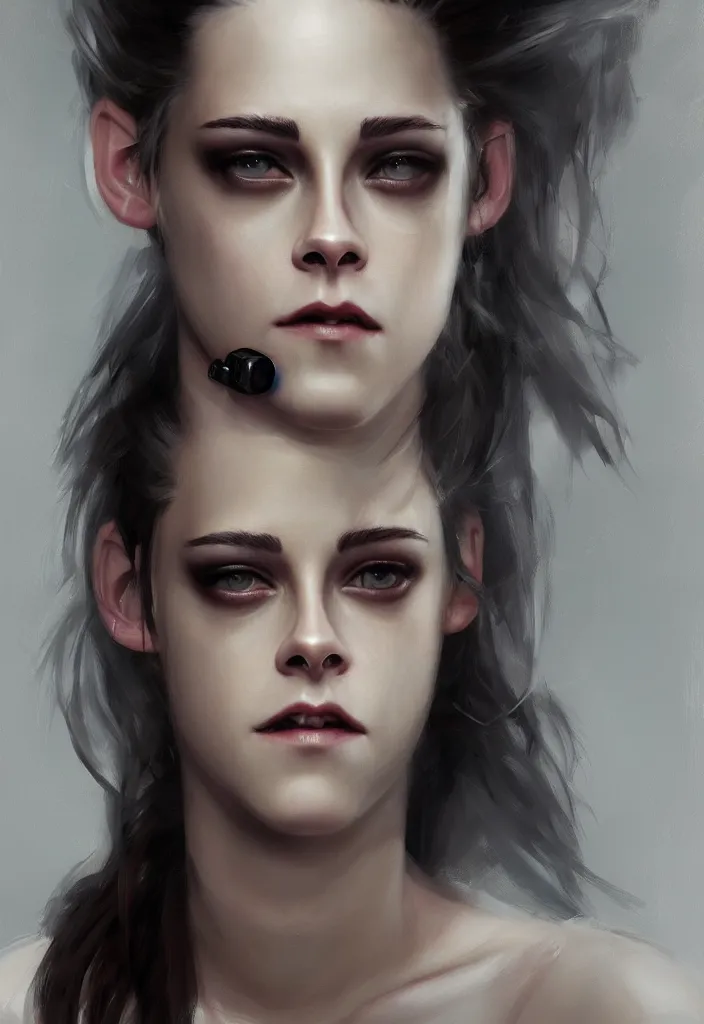 Image similar to portrait of a cyborg Kristen Stewart by Ikeuchi, by Ruan Jia and Mandy Jurgens and Artgerm, extremely beautiful and proportionate face, hyper detailled, trending on artstation