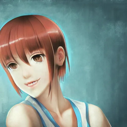 Image similar to a high detail portrait of high school girl by makoto sinkai, kawaii, in simple background, CLIP STADIO, mad painting