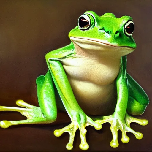 Image similar to cute frog covered in long fluffy fur, detailed painting 4 k