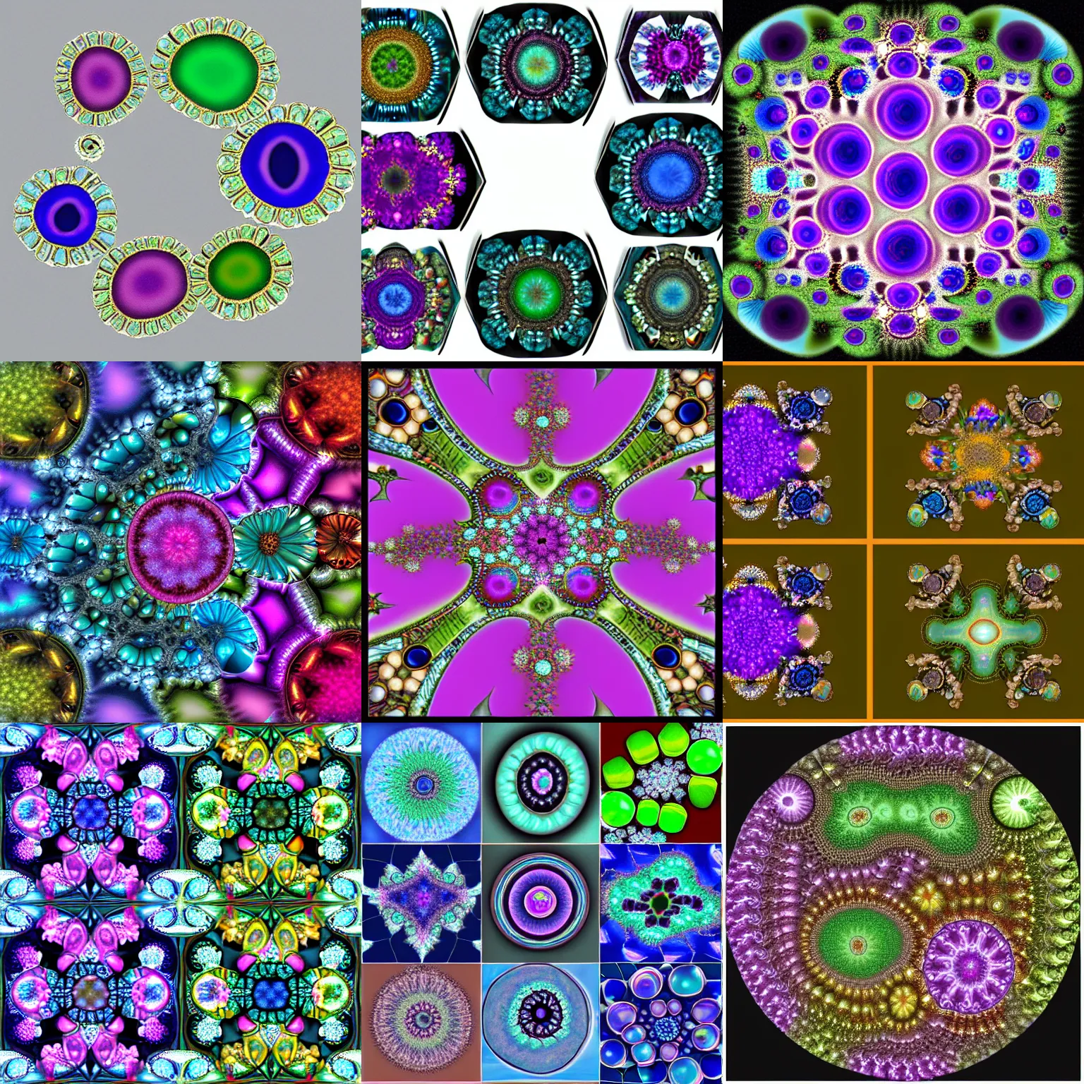 Prompt: mandelbrot fractal of various gemstones