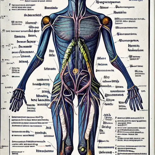 Image similar to an alien species, anatomical diagram, labeled body parts, from All Tommorrows, by C.M. Kösemen