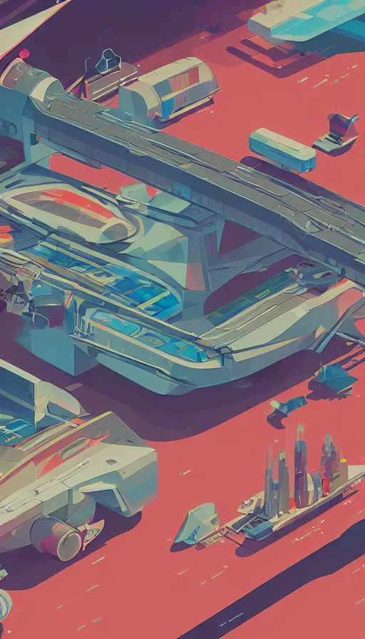 Prompt: spaceship fuel station, sharp focus, james gilleard, moebius, print, risograph, cinematic, game art