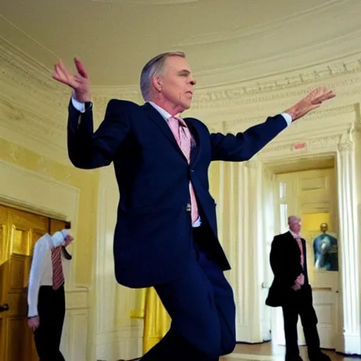 Image similar to Howard Dean dancing his heart out. White House photo.