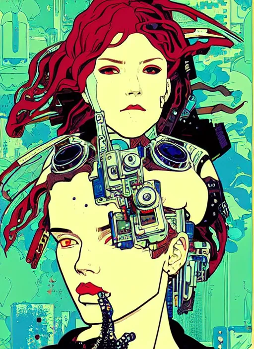 Prompt: cyberpunk gemini!! cyborg portrait illustration, pop art, splash painting, art by geof darrow, ashley wood, alphonse mucha, makoto shinkai