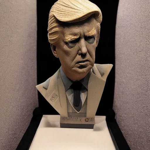 Prompt: donald trump post - mortem bust, sharp detail, intricate detail, highly detailed