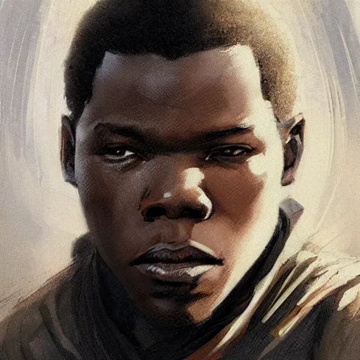 Prompt: portrait of a man by greg rutkowski, old jedi master, black, he looks like john boyega, star wars expanded universe, he is about 6 0 years old, wearing jedi robes, highly detailed portrait, digital painting, artstation, concept art, smooth, sharp foccus ilustration, artstation hq