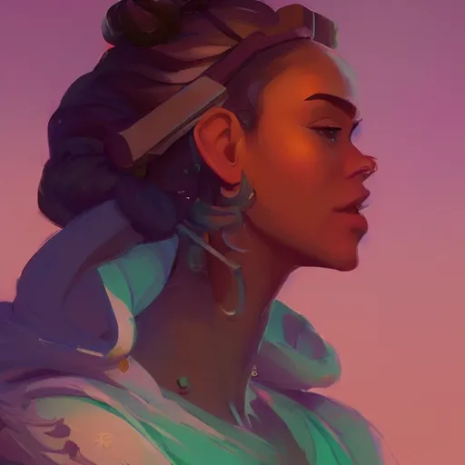 Image similar to profile portrait, maya ali mage, gloomhaven, dynamic lighting, gaudy colors, octane render aesthetic, matte painting concept art, official fanart behance hd artstation by jesper ejsing, by rhads and makoto shinkai and lois van baarle and ilya kuvshinov and rossdraws