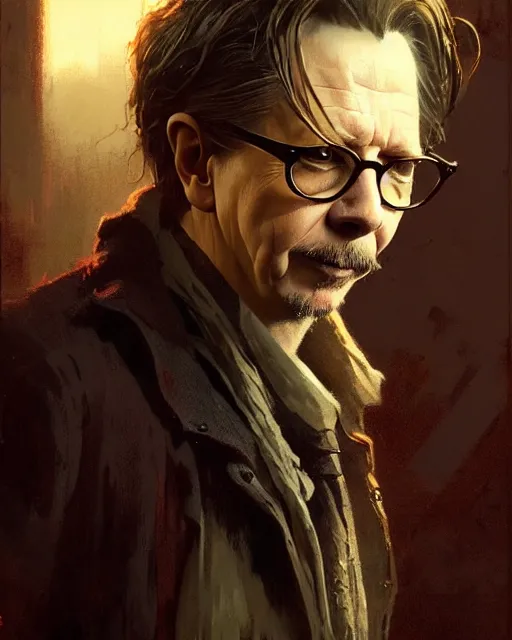 Image similar to gary oldman as a mysterious character, pulp character portrait, ultra realistic, concept art, intricate details, highly detailed by greg rutkowski, gaston bussiere, craig mullins, simon bisley