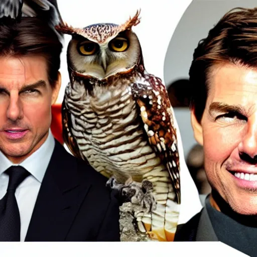 Image similar to meme with tom cruise about colorful owls