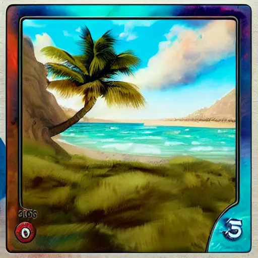 Prompt: a beach landscape, magic the gathering style