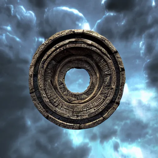 Image similar to stargate made of stone that form a circle, cinematic view, epic sky, 8K, octane render, unreal engine, dramatic lighting, cinematic, establishing shot, extremely high detail, foto realistic, cinematic lighting, post processed, concept art, high details, cinematic, 8k resolution, beautiful detailed, photorealistic, digital painting, artstation, concept art, smooth, sharp focus, artstation trending, octane render, unreal engine