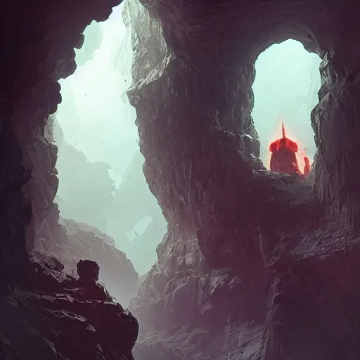 Prompt: A portrait of a magma golem inside a cave, art by greg rutkowski, matte painting, trending on artstation, very detailed