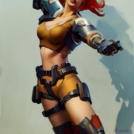 Prompt: greg manchess portrait painting of partially armored scarlett johansson as overwatch character, medium shot, asymmetrical, profile picture, organic painting, sunny day, matte painting, bold shapes, hard edges, street art, trending on artstation, by huang guangjian and gil elvgren and sachin teng