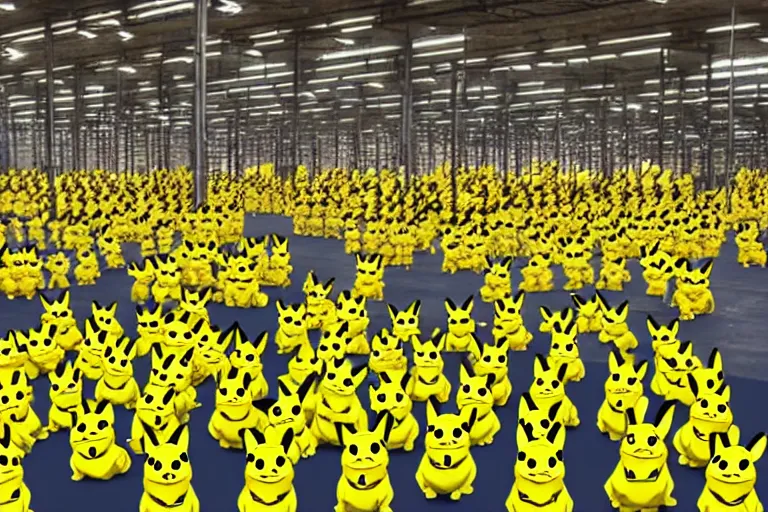 Image similar to a warehouse full of pikachu