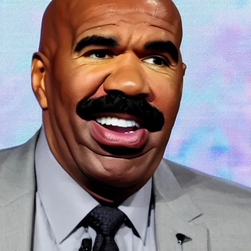 Prompt: Steve harvey covered in purple face