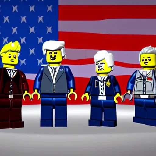 Prompt: concept art for a new 2 0 2 0 united states election lego set with included joe biden and donald trump minifigures